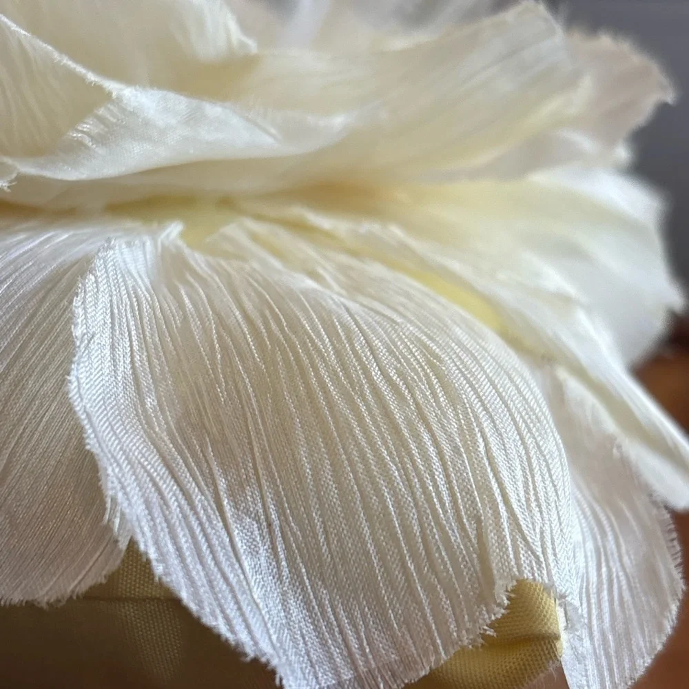Vintage Yellow Floral Ruffle Satin Accent Pillow